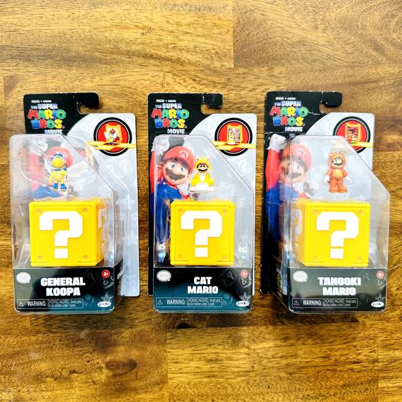 Nintendo Other - Super Mario Bros Movie 3PK Mini Figures Toys General Koopa Cat Mario Tanooki